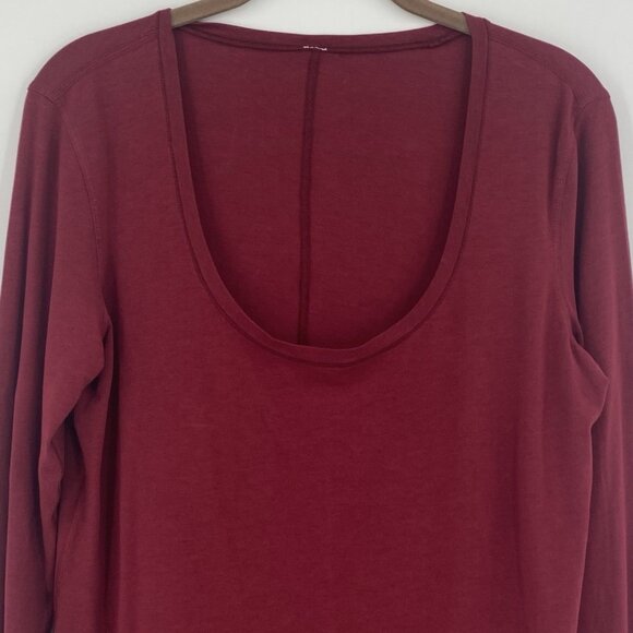 Lululemon Size M (NO SIZE TAG) Red Maroon Anahatasana Scoop Long Sleeve Tee Pima - Picture 6 of 13